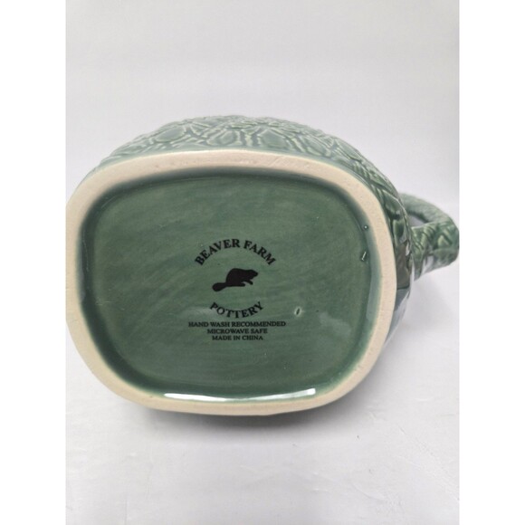 Vintage Beaver Farm Pottery Floral Green Water Pitcher  Iced Tea Floral Design - Picture 7 of 11